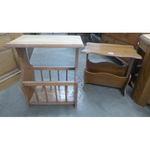 226 - Two elm coffee tables and two magazine racks