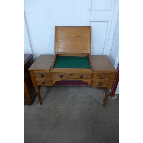 27 - A Victorian pitch pine clerk's desk