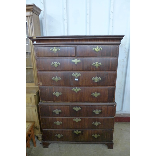 29 - A George III oak and mahogany chest on chest