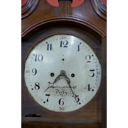 8 - A 19th Century oak 8-day longcase clock, the painted circular dial signed Brookhouse & Tunnicliff, D... 