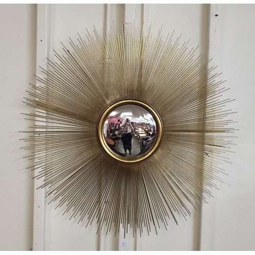 344 - A contemporary gilt metal sunburst convex mirror