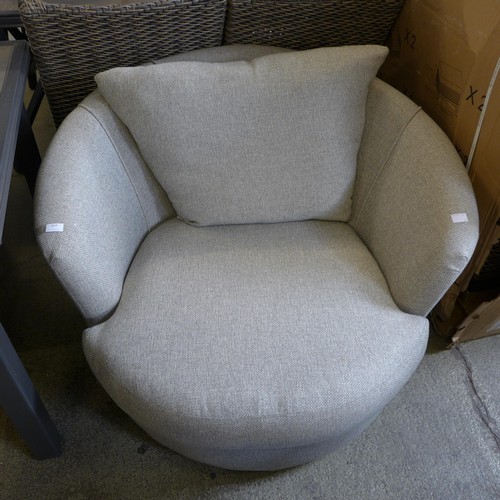 1563 - A fossil grey fabric swivel armchair - damaged swivel base