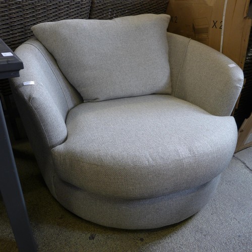 1563 - A fossil grey fabric swivel armchair - damaged swivel base