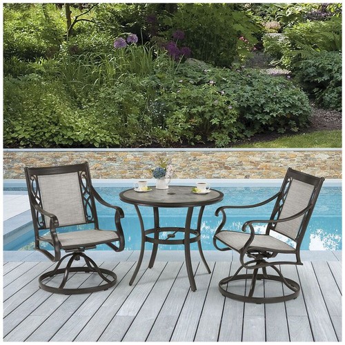 1565 - Turner 3 piece Sling cafe set, original RRP £524.91 + VAT (4175-19)(Damage to chair arms) *This lot ... 