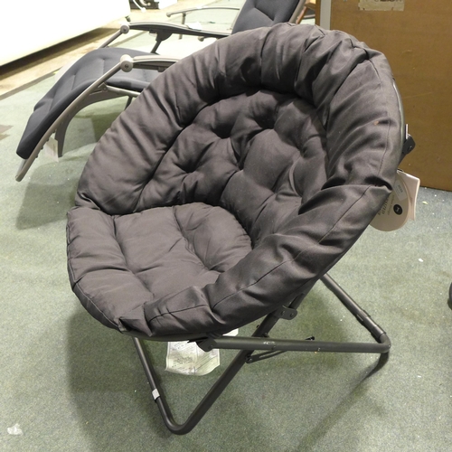 3039 - Oversized Black Fabric Saucer Chair  (Marked)   (296-110)   * This lot is subject to vat