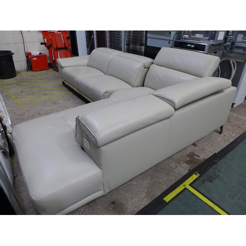 3042 - Cream Leather 2-Piece Sectional Corner Sofa (Marked) original RRP £1999.99 + VAT (300-173) *This lot... 