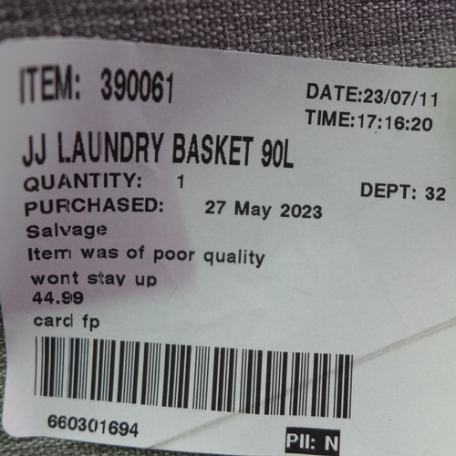 3058 - Joseph Joseph 90L Grey Fabric Laundry Basket        ( 301 - 94 )   * This lot is subject to vat