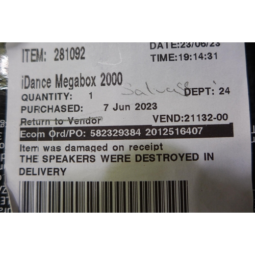 3109a - I-Dance Megaxbox 2000 Wireless Portable Speaker (Damaged), original RRP £133.33 + VAT (300-110) *Thi... 