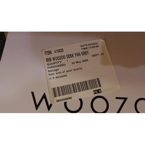 3170 - Iris Woozoo Grey Desk Fan with remote  (296-211)   * This lot is subject to vat