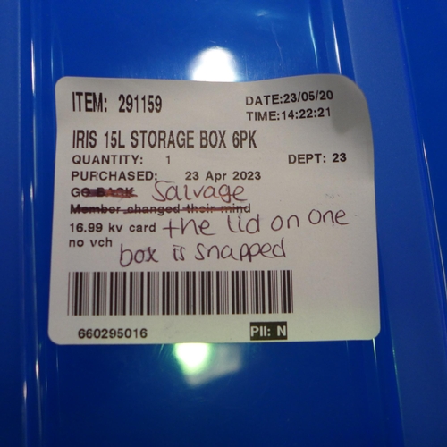 3262 - Five Iris 15L Storage Boxes (Damaged Lids)  (296-95)   * This lot is subject to vat