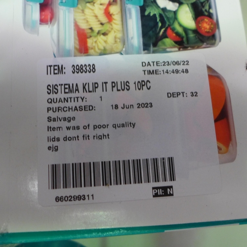 3265 - Sistema Klip It Plus 10 piece storage Set  (300-116) *This lot is subject to VAT