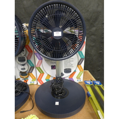 3292 - Nsa Folding Stand Fan with Remote (300-126) *This lot is subject to VAT