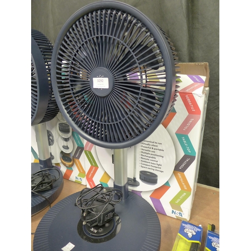 3292 - Nsa Folding Stand Fan with Remote (300-126) *This lot is subject to VAT