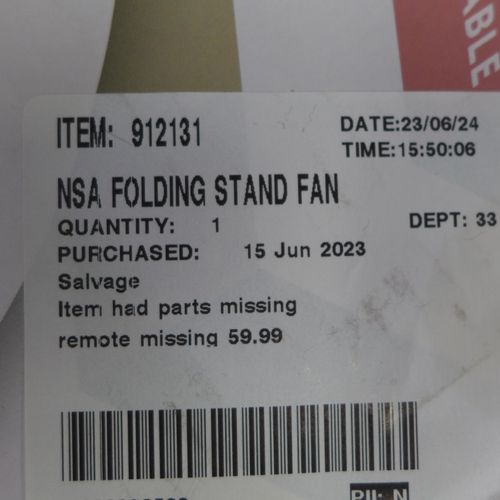 3293 - Nsa Folding Stand Fan  (300-127) *This lot is subject to VAT