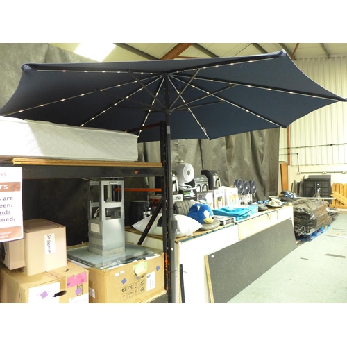 3309 - 10ft Auto Tilt Navy Umbrella with LED Lights, original RRP £139.99 + VAT (300-67) *This lot is subje... 