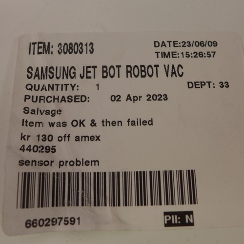 3088 - Samsung Jet Bot Robot Vacuum Cleaner, Original RRP £449.99 + vat ( 296-266)  * This lot  is subject ... 