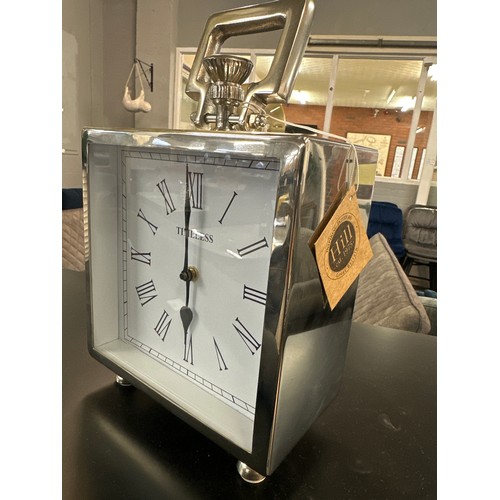 1308 - A square nickel table clock (16978227)    #