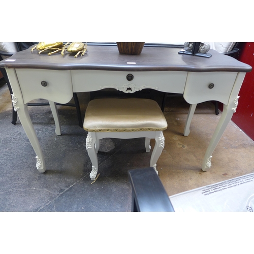 1427 - A white French style dressing table and stool