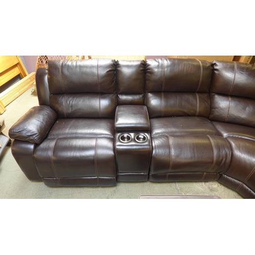 1519 - Dunhill brown leather power reclining sofa, Original  RRP £1833.31  (4177-8)   * This lot is subject... 