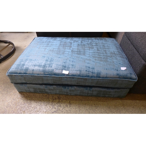 1534 - A Dolce blue velvet rectangular cushioned top footstool and a grey footstool