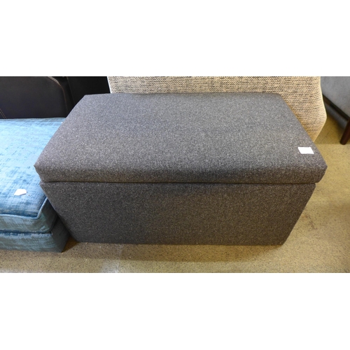 1534 - A Dolce blue velvet rectangular cushioned top footstool and a grey footstool