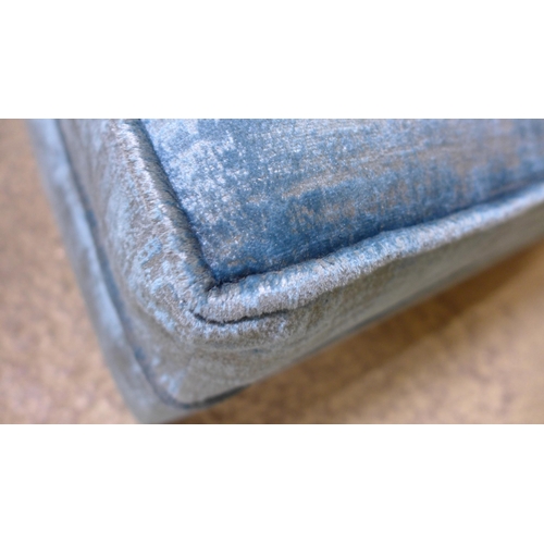 1534 - A Dolce blue velvet rectangular cushioned top footstool and a grey footstool