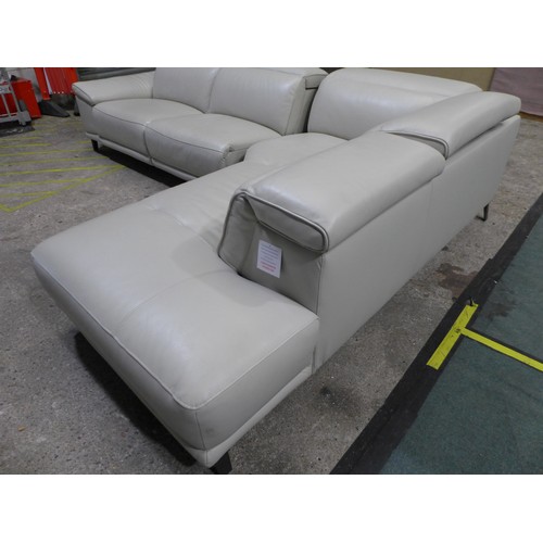 3042 - Cream Leather 2-Piece Sectional Corner Sofa (Marked) original RRP £1999.99 + VAT (300-173) *This lot... 