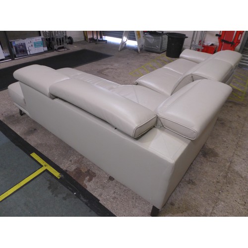 3042 - Cream Leather 2-Piece Sectional Corner Sofa (Marked) original RRP £1999.99 + VAT (300-173) *This lot... 