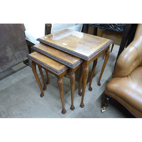 137 - A burr walnut nest of tables