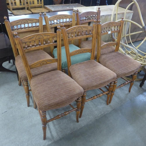 176 - A set of six Edward VII walnut chairs, other chairs and stools