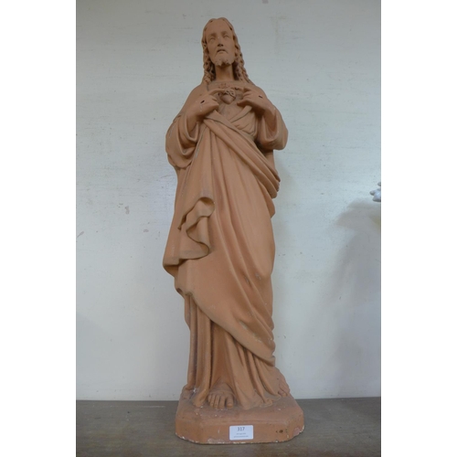 285 - A French ecclesiastical terracotta figure of Jesus Christ