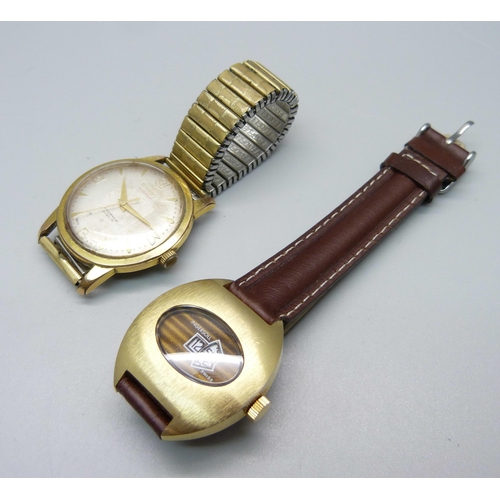 1032 - Two vintage wristwatches; Ingersoll and Ginsbo 21 jewel mechanical hand wound