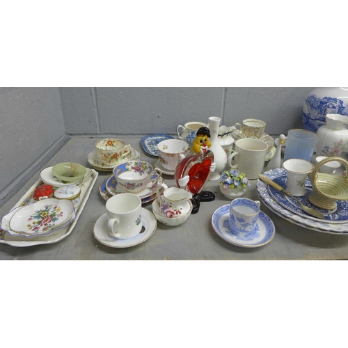 1105 - A collection of assorted china including Aynsley, a Royal Crown Derby 2451 pattern coffee can and sa... 