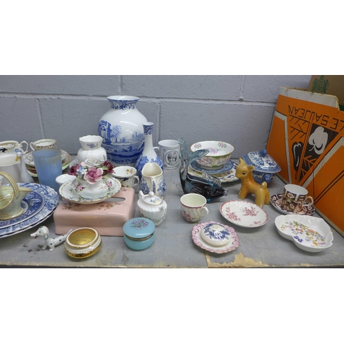 1105 - A collection of assorted china including Aynsley, a Royal Crown Derby 2451 pattern coffee can and sa... 