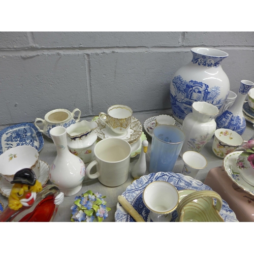 1105 - A collection of assorted china including Aynsley, a Royal Crown Derby 2451 pattern coffee can and sa... 