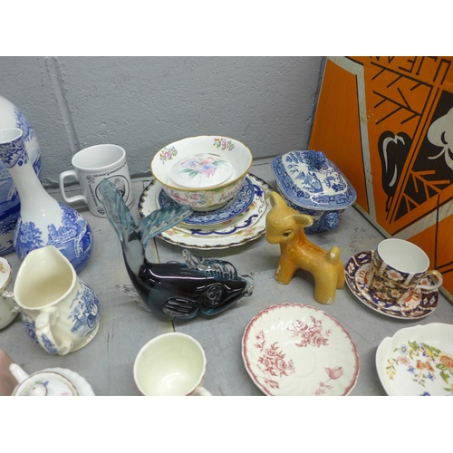 1105 - A collection of assorted china including Aynsley, a Royal Crown Derby 2451 pattern coffee can and sa... 