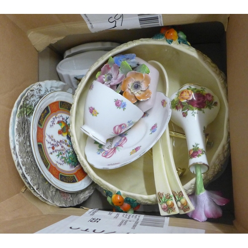 1111 - Four boxes of mixed glass and china including Royal Albert Old Country Roses, collectors spoons, thi... 