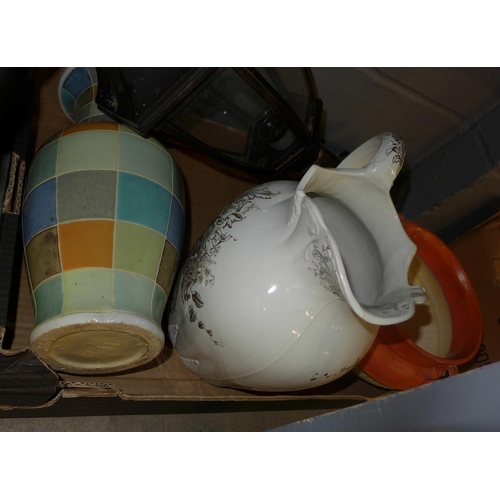 1126 - Three boxes of assorted vases, water jug, electric lamp, etc. **PLEASE NOTE THIS LOT IS NOT ELIGIBLE... 