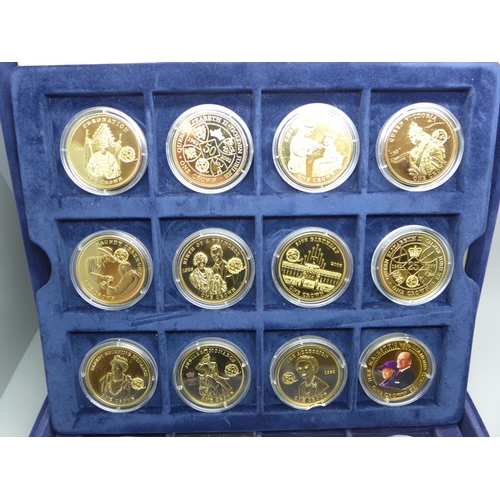 627 - Thirty-six Royalty commemorative medallions, cased