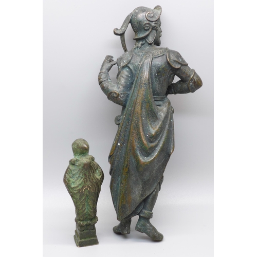 632 - Two 19th Century bronze figures, tallest 18cm and lacking base