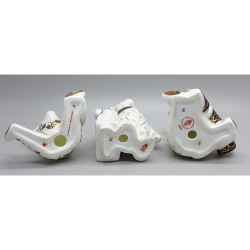 633 - Three Royal Crown Derby Teddy bear paperweights