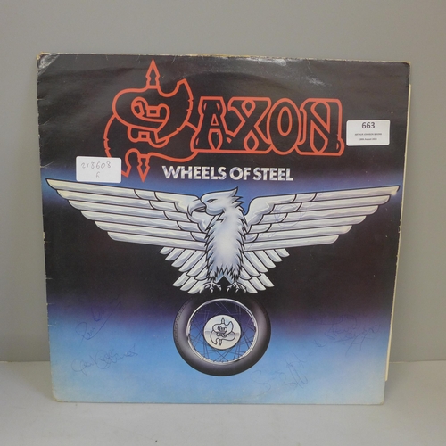 663 - A Saxon signed LP, Wheels of Steel