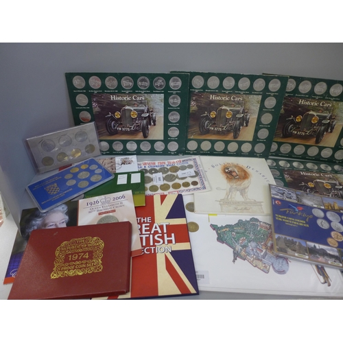 669 - A collection of foreign coins including sets, 1974 India, Croatia, etc.