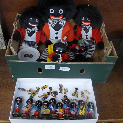 683 - A collection of ten Robertsons advertising band figures, dolls, badges, etc.