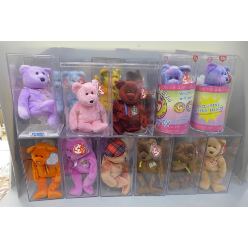 710 - A collection of Ty Beanie Babies in plastic cases