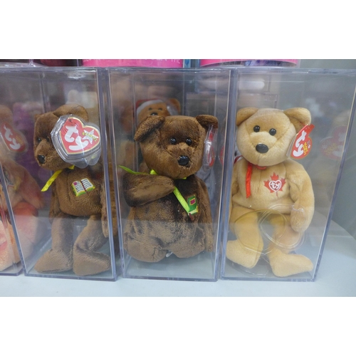 710 - A collection of Ty Beanie Babies in plastic cases