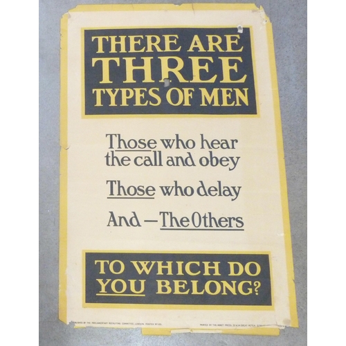 744A - A WWI poster, 'There Are Three Types of Men'