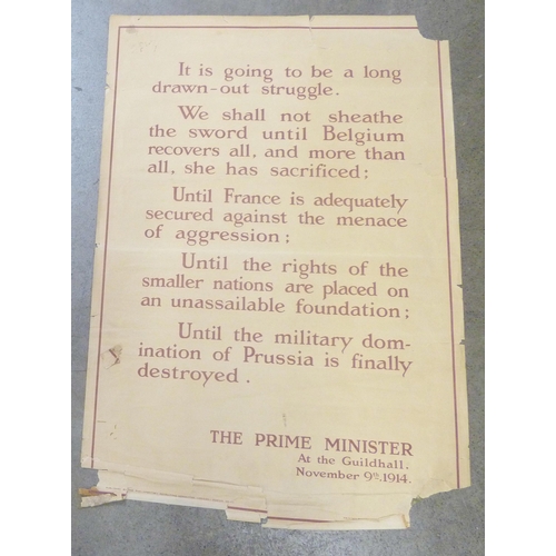 744B - A WWI poster dated 9th November 1914