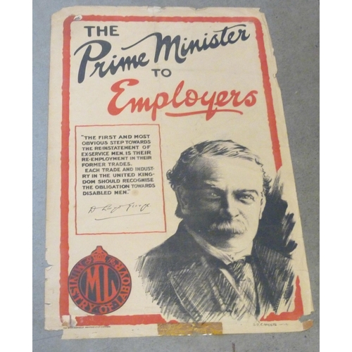 744D - A WWI poster, The Prime Minister To Employers