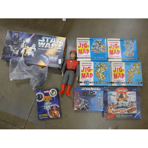 745 - Star Wars Interactive Video Board Game, Capt. Scarlet figure and puzzle and four Waddington's Jig-Ma... 